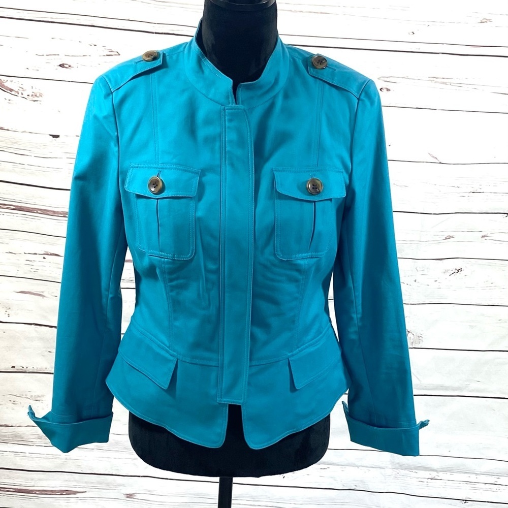 Lafayette‎ 148 New York Aquamarine Military Blazer